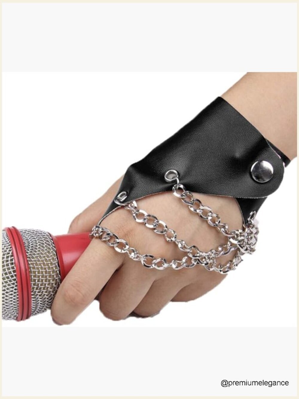 Punk Rock Fingerless Gloves - Metal Chain Accents, Adjustable